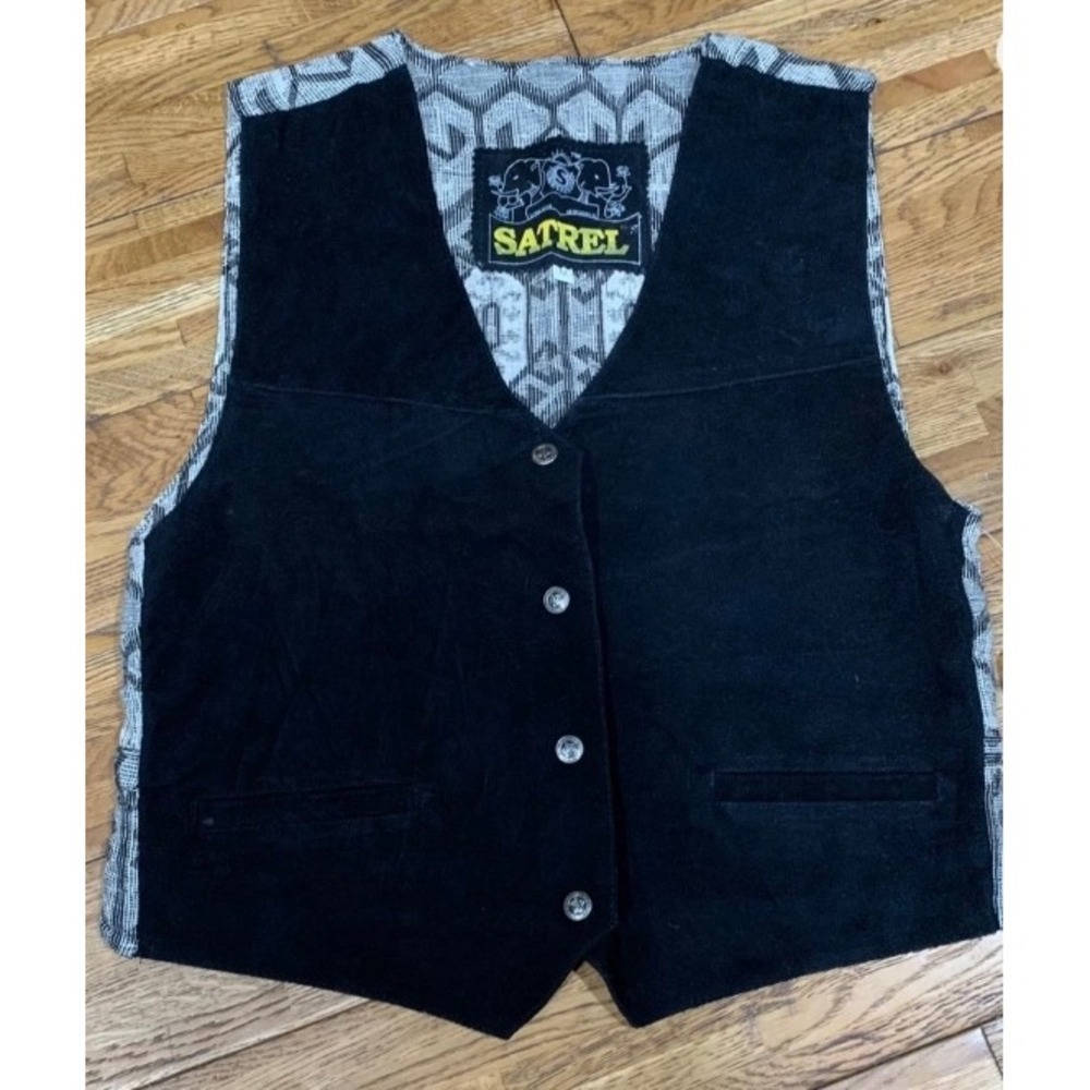 NWT Vintage Western Leather Suede Vest Y2K Bikercore Boho Revival Streetwear-M